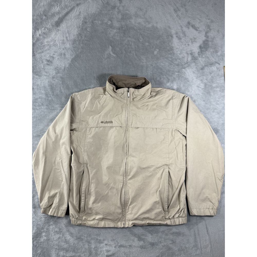Columbia Sportswear Bomber Jacket Mens Large Beige 90s Vintage Vented